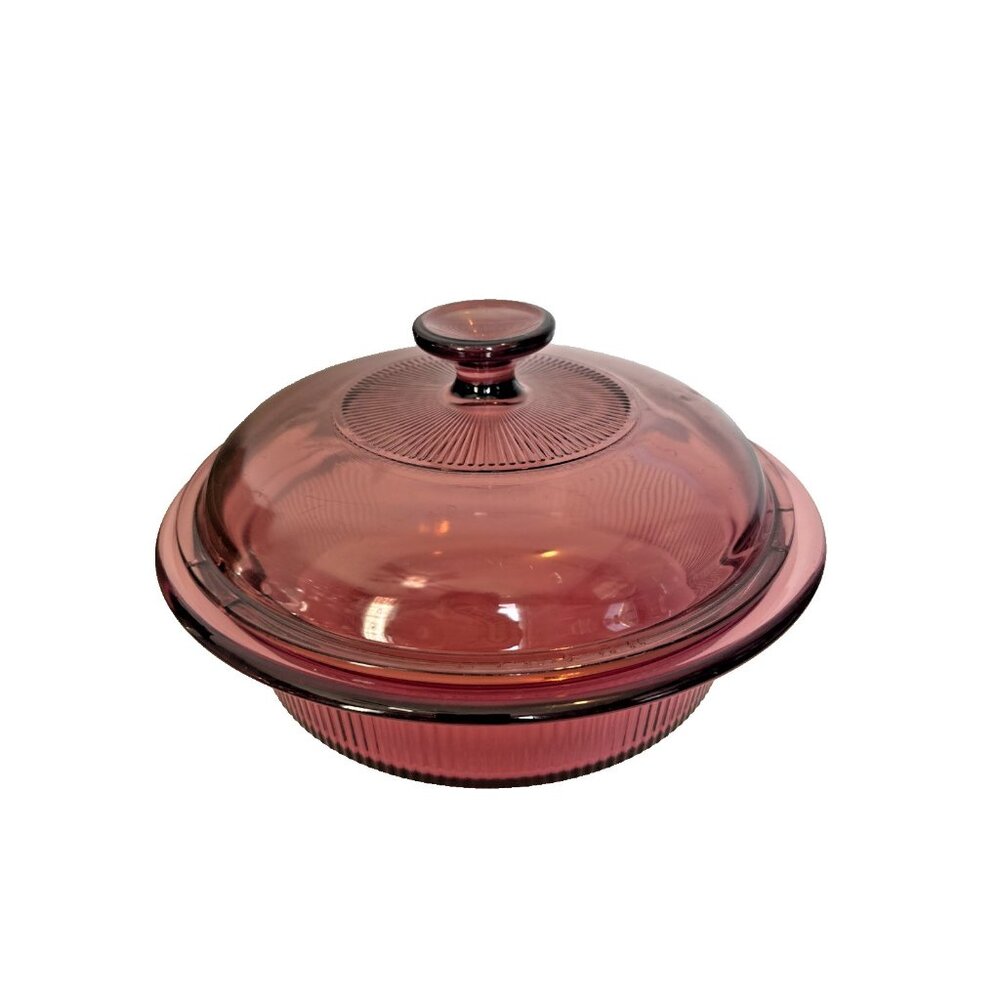 Corning Ware VISION 1 Qt. 1L V-31-B Casserole Baking Dish w/ Lid Cranberry USA
